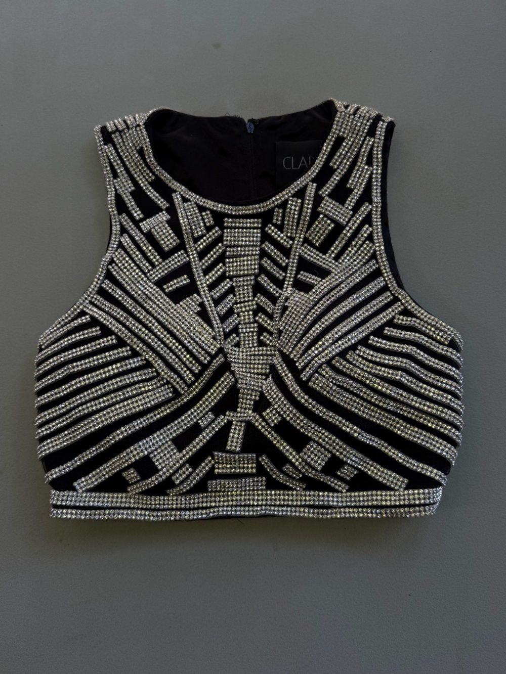 Clarisse Rhinestone Embellished Crop Top – Size 0